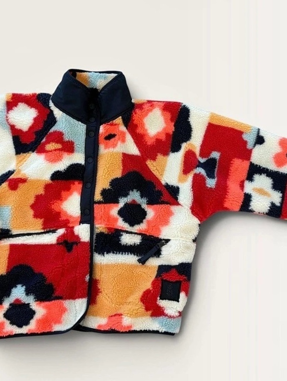 FP Movement Free People Hit The Slopes Printed Fleece Jacket M Coral Multi